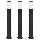 pullertlamper med sensor og stikkontakt 3 stk. 80 cm sort IP44
