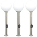 pullertlamper med sensor og stikkontakt 3 stk. 80 cm rustfrit stål IP44