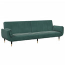 2-personers sovesofa med fodskammel velour mørkegrøn