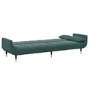 2-personers sovesofa med fodskammel velour mørkegrøn