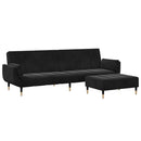 2-personers sovesofa med fodskammel velour sort