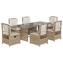 spisebordssæt til haven 7 dele med hynder polyrattan beige