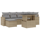 sofasæt til haven 7 dele med hynder polyrattan beige