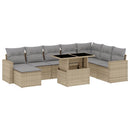 sofasæt til haven 9 dele med hynder polyrattan beige