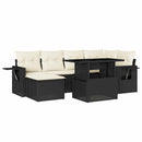 sofasæt til haven 7 dele med hynder polyrattan sort