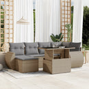 sofasæt til haven 7 dele med hynder polyrattan beige