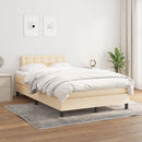 kontinentalseng med madras 120x190 cm stof cremefarvet