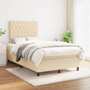 kontinentalseng med madras 120x190 cm stof cremefarvet