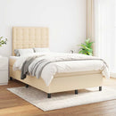 kontinentalseng med madras 120x190 cm stof cremefarvet
