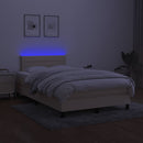 kontinentalseng med LED-lys 120x190 cm stof cremefarvet