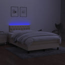 kontinentalseng med LED-lys 120x190 cm stof cremefarvet