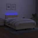 kontinentalseng med LED-lys 120x190 cm stof cremefarvet