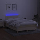 kontinentalseng med LED-lys 120x190 cm stof cremefarvet