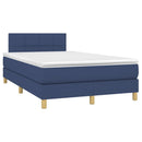 kontinentalseng med LED-lys 120x190 cm stof blå