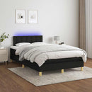 kontinentalseng med LED-lys 120x190 cm stof sort