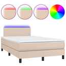 kontinentalseng LED-lys 120x190 cm kunstlæder cappuccinofarvet