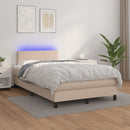 kontinentalseng LED-lys 120x190 cm kunstlæder cappuccinofarvet