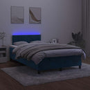 kontinentalseng med madras og LED-lys 120x190cm velour mørkeblå