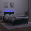 kontinentalseng med madras og LED-lys 120x190cm fløjl mørkegrøn