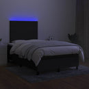 kontinentalseng med LED-lys 120x190 cm stof sort