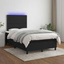kontinentalseng med LED-lys 120x190 cm stof sort
