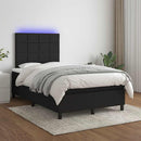 kontinentalseng med LED-lys 120x190 cm stof sort