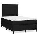 kontinentalseng med LED-lys 120x190 cm stof sort