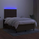 kontinentalseng med LED-lys 120x190 cm stof mørkebrun