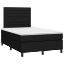 kontinentalseng med LED-lys 120x190 cm stof sort