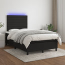 kontinentalseng med LED-lys 120x190 cm stof sort