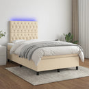 kontinentalseng med LED-lys 120x190 cm stof cremefarvet