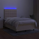 kontinentalseng med LED-lys 120x190 cm stof cremefarvet