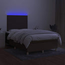 kontinentalseng med LED-lys 120x190 cm stof mørkebrun