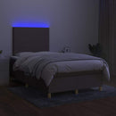 kontinentalseng med LED-lys 120x190 cm stof gråbrun
