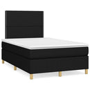 kontinentalseng med LED-lys 120x190 cm stof sort