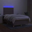 kontinentalseng med LED-lys 120x190 cm stof gråbrun