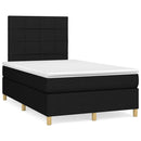 kontinentalseng med LED-lys 120x190 cm stof sort