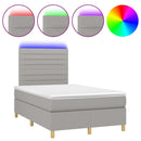 kontinentalseng med LED-lys 120x190 cm stof lysegrå