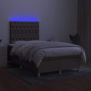 kontinentalseng med LED-lys 120x190 cm stof gråbrun