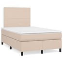 kontinentalseng LED-lys 120x190 cm kunstlæder cappuccinofarvet