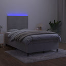 kontinentalseng med madras og LED-lys 120x190 cm velour lysegrå