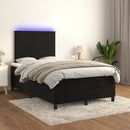kontinentalseng med madras og LED-lys 120x190 cm velour sort