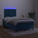 kontinentalseng med madras og LED-lys 120x190cm velour mørkeblå