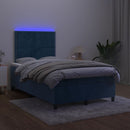 kontinentalseng med madras og LED-lys 120x190cm velour mørkeblå