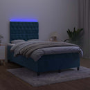 kontinentalseng med madras og LED-lys 120x190cm velour mørkeblå