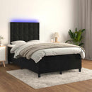 kontinentalseng med madras og LED-lys 120x190 cm velour sort