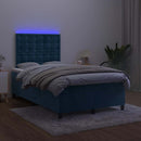 kontinentalseng med madras og LED-lys 120x190cm velour mørkeblå