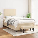 kontinentalseng med madras 120x190 cm stof cremefarvet