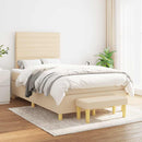 kontinentalseng med madras 120x190 cm stof cremefarvet