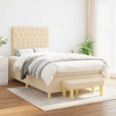 kontinentalseng med madras 120x190 cm stof cremefarvet
